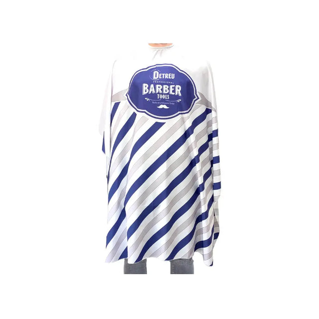 Detreu - Friseurumhang Grey/Blue Strip - 135x145 - Friseurbedarf bei hairOne