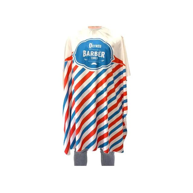 Detreu - Friseurumhang Cream Blue/Red Strip - 135x145 - Friseurbedarf bei hairOne
