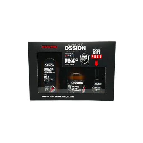Ossion - Bartpflege-Set - rot (Shampoo + Balsam + Öl) - Bartpflege bei hairOne